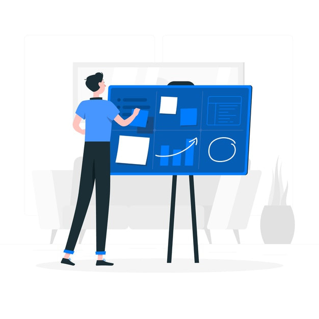 An Illustion Of A Man Drawing On A Drawing Board For Digital Company Information